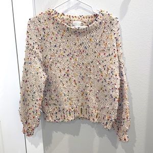 EUC Dee Elly Colorful Boutique Rainbow “Pulled” Knit Sweater Size M Medium